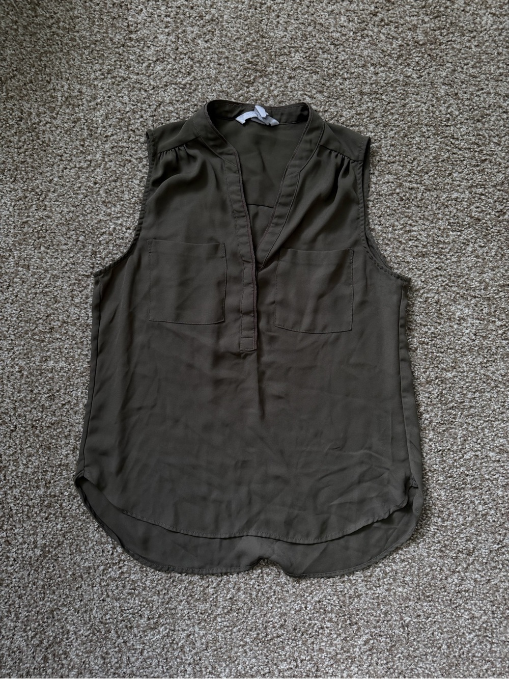 H&M Olive Sleeveless V-Neck Pocket Tank
